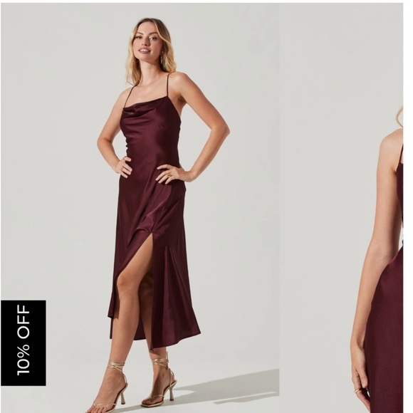 Astr Dresses & Skirts - Astr the Label Gaia Satin Midi Dress- Wine Color